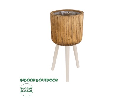 GloboStar® Artificial Garden JAMAICA 20554 Διακοσμητικό Ξύλινο Κασπώ Γλάστρα - Flower Pot Καφέ Φ22 x Υ46cm