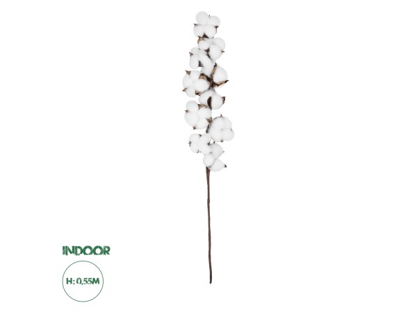 GloboStar® Artificial Garden COTTON BRANCH 20559 Τεχνητό Διακοσμητικό Κλαδί βαμβάκι Y55cm