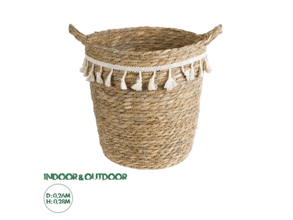 GloboStar® Artificial Garden SANTORINI 20573 Διακοσμητικό Πλεκτό Κασπώ Γλάστρα - Flower Pot Μπεζ με Λευκό Φ26 x Υ28cm GloboStar® Artificial Garden SANTORINI 20573 Διακοσμητικό Πλεκτό Κασπώ Γλάστρα - Flower Pot Μπεζ με Λευκό Φ26 x Υ28cm