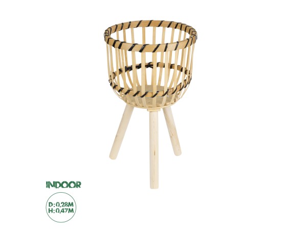 GloboStar® Artificial Garden FOLEGANDROS 20583 Διακοσμητικό Ξύλινο Κασπώ Γλάστρα - Flower Pot Μπεζ Φ28 x Υ47cm