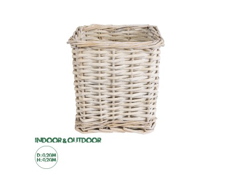GloboStar® Artificial Garden KYOTO 20589 Διακοσμητικό Πλεκτό Καλάθι - Κασπώ Γλάστρα - Flower Pot Λευκό με Μπεζ Φ20 x Υ20cm