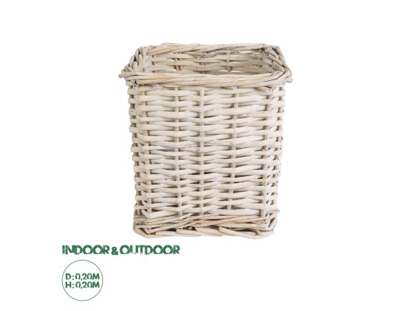 GloboStar® Artificial Garden KYOTO 20589 Διακοσμητικό Πλεκτό Καλάθι - Κασπώ Γλάστρα - Flower Pot Λευκό με Μπεζ Φ20 x Υ20cm