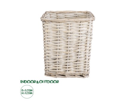 GloboStar® Artificial Garden KYOTO 20590 Διακοσμητικό Πλεκτό Καλάθι - Κασπώ Γλάστρα - Flower Pot Λευκό με Μπεζ Φ22 x Υ25cm