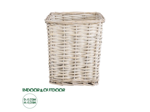 GloboStar® Artificial Garden KYOTO 20590 Διακοσμητικό Πλεκτό Καλάθι - Κασπώ Γλάστρα - Flower Pot Λευκό με Μπεζ Φ22 x Υ25cm
