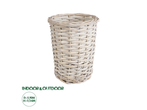 GloboStar® Artificial Garden DOMINGO 20592 Διακοσμητικό Πλεκτό Καλάθι - Κασπώ Γλάστρα - Flower Pot Λευκό με Μπεζ Φ19 x Υ24cm