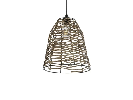 GLOBOSTAR® NETZ 205-0026 Boho Κρεμαστό Φωτιστικό Οροφής με Ντουί 1 x E27 AC 220-240V IP20 - Μπεζ - M30 x Π30 x Υ38cm