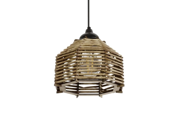 GLOBOSTAR® JUTTI 205-0040 Boho Κρεμαστό Φωτιστικό Οροφής με Ντουί 1 x E27 AC 220-240V IP20 - Μπεζ - M20 x Π20 x Υ18cm