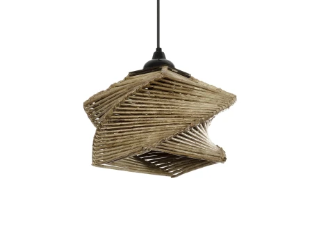 GLOBOSTAR® HUSLE 205-0043 Boho Κρεμαστό Φωτιστικό Οροφής με Ντουί 1 x E27 AC 220-240V IP20 - Μπεζ - M28 x Π28 x Υ19cm