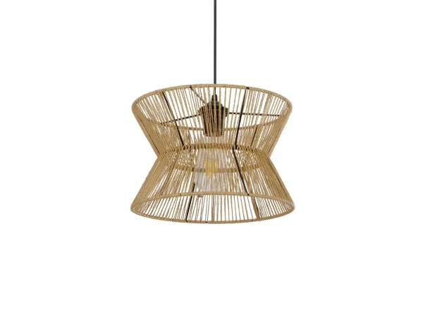 GLOBOSTAR® UPCONE 205-0055 Boho Κρεμαστό Φωτιστικό Οροφής με Ντουί 1 x E27 AC 220-240V IP20 - Μπεζ - M30 x Π30 x Υ21cm