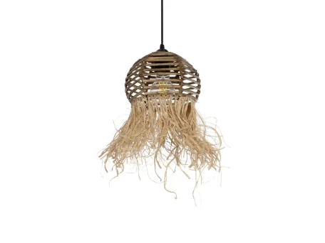 GLOBOSTAR® RIKTA 205-0077 Boho Κρεμαστό Φωτιστικό Οροφής με Ντουί 1 x E27 AC 220-240V IP20 - Μπεζ - M20 x Π20 x Υ30cm
