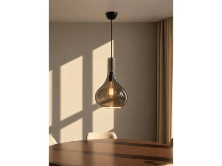 GLOBOSTAR® ΤΟΝΕ 206-0044 Μοντέρνο Κρεμαστό Φωτιστικό Οροφής με Ντουί 1 x E27 AC 220-240V IP20 - Διάφανο  - Μ20 x Π20 x Υ36cm