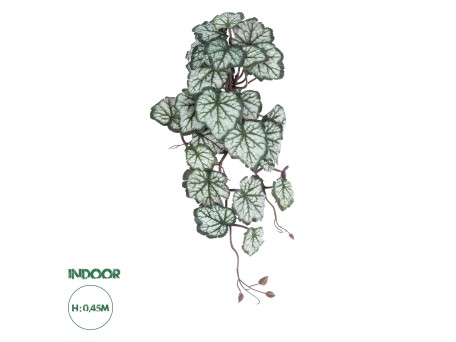 GloboStar® Artificial Garden REX BEGONIA HANGING PLANT 20604 Τεχνητό Διακοσμητικό Κρεμαστό Φυτό Βιγόνια Υ45cm