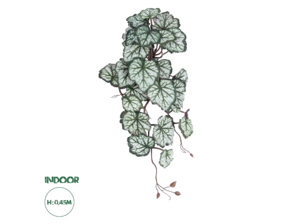 GloboStar® Artificial Garden REX BEGONIA HANGING PLANT 20604 Τεχνητό Διακοσμητικό Κρεμαστό Φυτό Βιγόνια Υ45cm