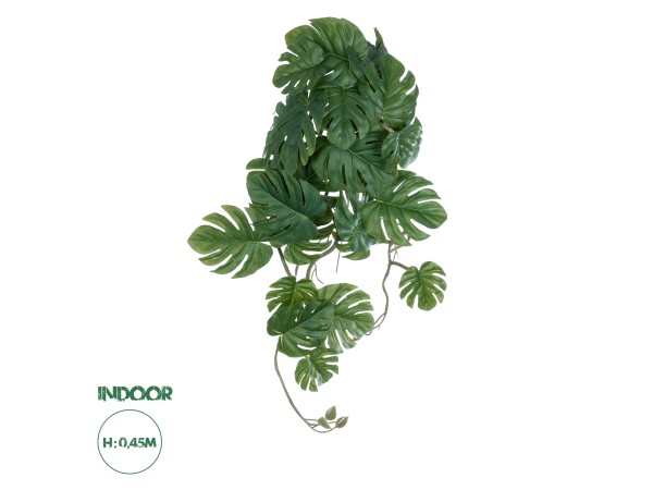 GloboStar® Artificial Garden MONSTERA HANGING PLANT 20605 - Τεχνητό Διακοσμητικό Κρεμαστό Φυτό Μονστέρα Υ45cm