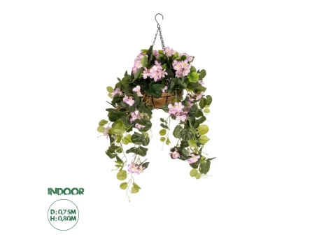 GloboStar® Artificial Garden BEGONIA HANGING PLANT 20639 Τεχνητό Κρεμαστό Διακοσμητικό Φυτό Βιγόνια Π75 x Μ75 x Y80cm