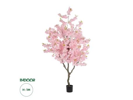 GloboStar® Artificial Garden PINK CHERRY BLOSSOM TREE 20678 Τεχνητό Διακοσμητικό Δέντρο Ροζ Άνθος Κερασιάς Υ200cm