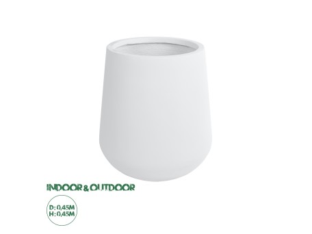 GloboStar® Artificial Garden MISSOURI 20692 Διακοσμητικό Πολυεστερικό Τσιμεντένιο Κασπώ Γλάστρα - Flower Pot Λευκό Φ45 x Υ45cm