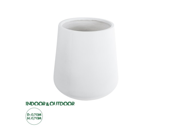 GloboStar® Artificial Garden MISSOURI 20693 Διακοσμητικό Πολυεστερικό Τσιμεντένιο Κασπώ Γλάστρα - Flower Pot Λευκό Φ70 x Υ70cm