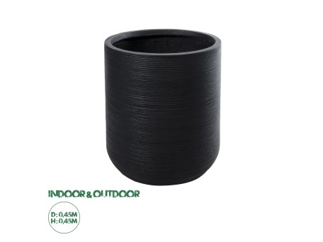 GloboStar® Artificial Garden DAMASCUS 20694 Διακοσμητικό Πολυεστερικό Τσιμεντένιο Κασπώ Γλάστρα - Flower Pot Μαύρο Φ45 x Υ45cm