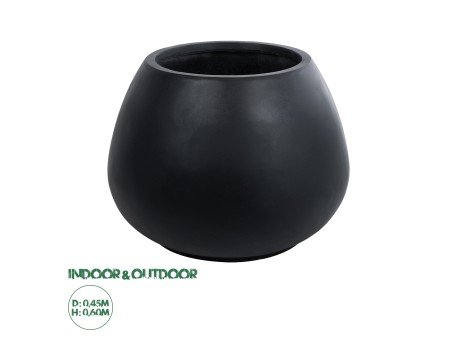 GloboStar® Artificial Garden COLOMBO 20695 Διακοσμητικό Πολυεστερικό Τσιμεντένιο Κασπώ Γλάστρα - Flower Pot Μαύρο Φ60 x Υ45cm