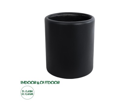 GloboStar® Artificial Garden PUEBLA 20698 Διακοσμητικό Πολυεστερικό Τσιμεντένιο Κασπώ Γλάστρα - Flower Pot Μαύρο Φ41 x Υ46cm