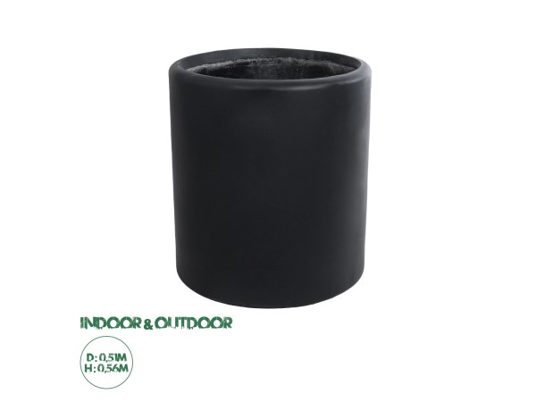 GloboStar® Artificial Garden PUEBLA 20699 Διακοσμητικό Πολυεστερικό Τσιμεντένιο Κασπώ Γλάστρα - Flower Pot Μαύρο Φ51 x Υ56cm
