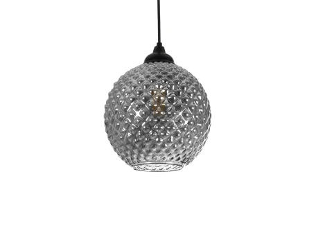 GLOBOSTAR® KEGEL 206-0003 Μοντέρνο Κρεμαστό Φωτιστικό Οροφής με Ντουί 1 x E27 AC 220-240V IP20 - Μαύρο Φιμέ - Μ20 x Π20 x Υ20cm
