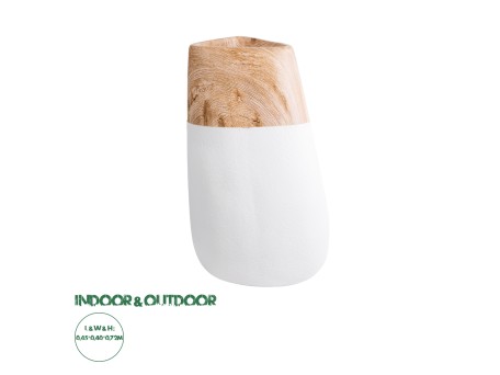 GloboStar® Artificial Garden PANDORA 20706 Επιδαπέδιο Πολυεστερικό Τσιμεντένιο Κασπώ Γλάστρα - Flower Pot Λευκό με Καφέ Μ45 x Π40 x Υ72cm