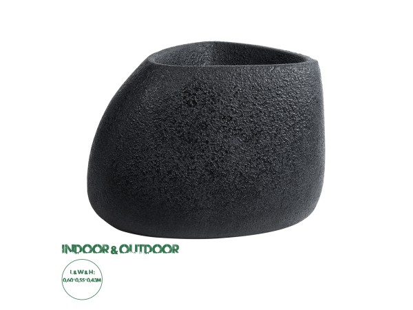 GloboStar® Artificial Garden CHLOE 20708 Επιδαπέδιο Πολυεστερικό Τσιμεντένιο Κασπώ Γλάστρα - Flower Pot Μαύρο Μ60 x Π55 x Υ43cm