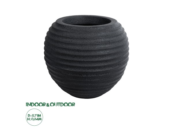 GloboStar® Artificial Garden ILAEIRA 20712 Επιδαπέδιο Πολυεστερικό Τσιμεντένιο Κασπώ Γλάστρα - Flower Pot Μαύρο Φ71 x Υ64cm