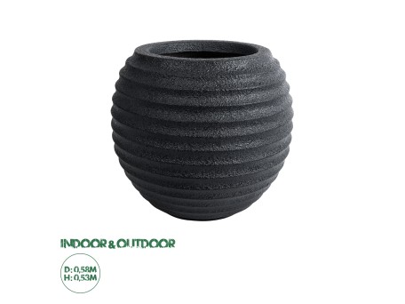 GloboStar® Artificial Garden ILAEIRA 20713 Επιδαπέδιο Πολυεστερικό Τσιμεντένιο Κασπώ Γλάστρα - Flower Pot Μαύρο Φ58 x Υ53cm