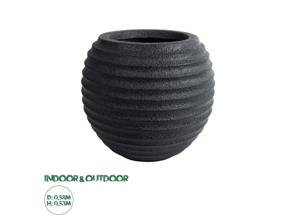 GloboStar® Artificial Garden ILAEIRA 20713 Επιδαπέδιο Πολυεστερικό Τσιμεντένιο Κασπώ Γλάστρα - Flower Pot Μαύρο Φ58 x Υ53cm