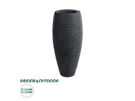 GloboStar® Artificial Garden NASHVILLE 20715 Επιδαπέδιο Πολυεστερικό Τσιμεντένιο Κασπώ Γλάστρα - Flower Pot Μαύρο Φ35 x Υ85cm