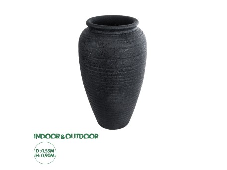 GloboStar® Artificial Garden OLYMPIA 20718 Επιδαπέδιο Πολυεστερικό Τσιμεντένιο Κασπώ Γλάστρα - Flower Pot Μαύρο Φ55 x Υ90cm