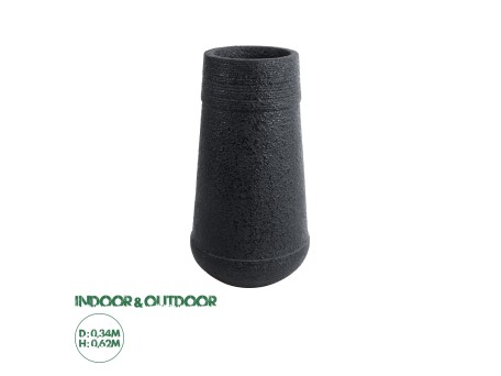 GloboStar® Artificial Garden JAKLIN 20723 Επιδαπέδιο Πολυεστερικό Τσιμεντένιο Κασπώ Γλάστρα - Flower Pot Μαύρο Φ34 x Υ62cm