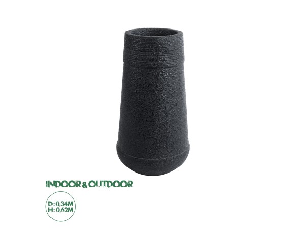 GloboStar® Artificial Garden JAKLIN 20723 Επιδαπέδιο Πολυεστερικό Τσιμεντένιο Κασπώ Γλάστρα - Flower Pot Μαύρο Φ34 x Υ62cm