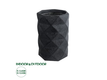 GloboStar® Artificial Garden GENOVA 20725 Επιδαπέδιο Πολυεστερικό Τσιμεντένιο Κασπώ Γλάστρα - Flower Pot Μαύρο Φ40 x Υ90cm