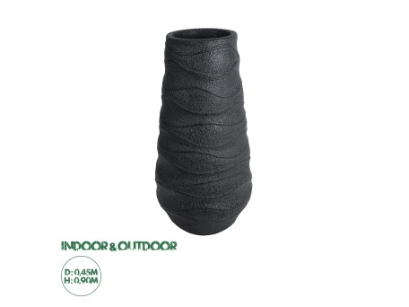 GloboStar® Artificial Garden BOLOGNA 20727 Επιδαπέδιο Πολυεστερικό Τσιμεντένιο Κασπώ Γλάστρα - Flower Pot Μαύρο Φ45 x Υ90cm