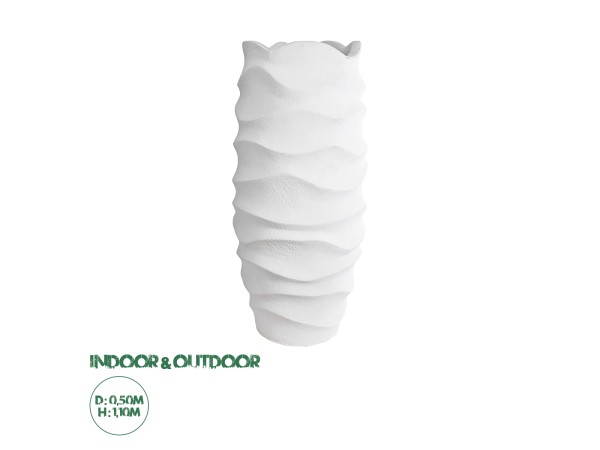 GloboStar® Artificial Garden PORTOFINO 20729 Επιδαπέδιο Πολυεστερικό Τσιμεντένιο Κασπώ Γλάστρα - Flower Pot Λευκό Φ50 x Υ110cm