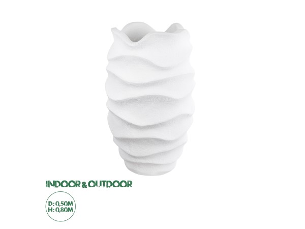 GloboStar® Artificial Garden PORTOFINO 20730 Επιδαπέδιο Πολυεστερικό Τσιμεντένιο Κασπώ Γλάστρα - Flower Pot Λευκό Φ50 x Υ80cm