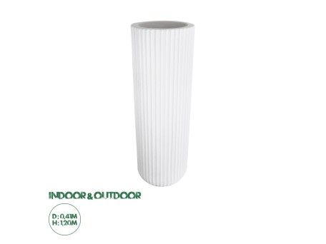 GloboStar® Artificial Garden MARSALA 20735 Επιδαπέδιο Πολυεστερικό Τσιμεντένιο Κασπώ Γλάστρα - Flower Pot Λευκό Φ41 x Υ120cm