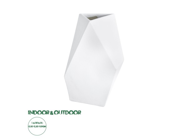 GloboStar® Artificial Garden ALBEROBELLO 20738 Επιδαπέδιο Πολυεστερικό Τσιμεντένιο Κασπώ Γλάστρα - Flower Pot Λευκό Μ58 x Π30 x Υ90cm