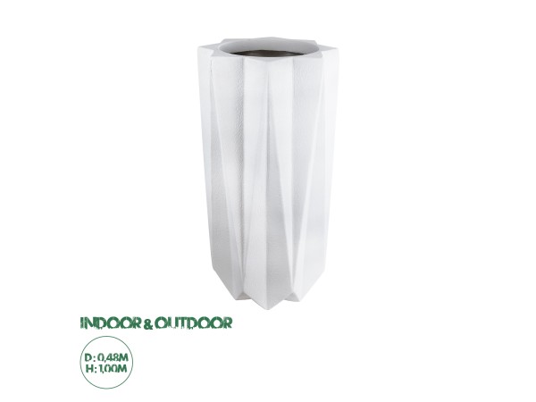 GloboStar® Artificial Garden PADOVA 20739 Επιδαπέδιο Πολυεστερικό Τσιμεντένιο Κασπώ Γλάστρα - Flower Pot Λευκό Φ48 x Υ100cm