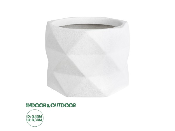 GloboStar® Artificial Garden VARENNA 20742 Επιδαπέδιο Πολυεστερικό Τσιμεντένιο Κασπώ Γλάστρα - Flower Pot Λευκό Φ40 x Υ30cm