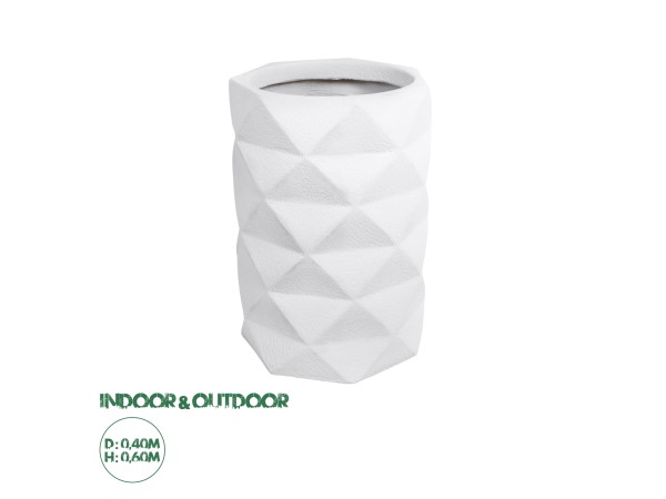 GloboStar® Artificial Garden VARENNA 20743 Επιδαπέδιο Πολυεστερικό Τσιμεντένιο Κασπώ Γλάστρα - Flower Pot Λευκό Φ40 x Υ60cm