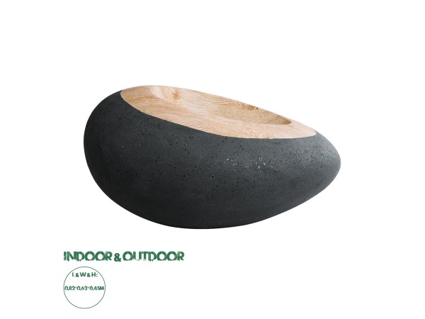 GloboStar® Artificial Garden RAVELLO 20746 Επιδαπέδιο Πολυεστερικό Τσιμεντένιο Κασπώ Γλάστρα - Flower Pot Μαύρο με Καφέ Μ82 x Π62 x Υ45cm