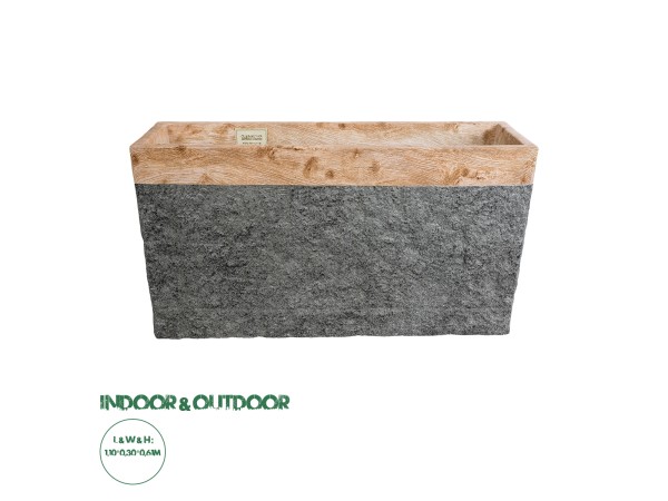 GloboStar® Artificial Garden TOSCANE 20749 Επιδαπέδιο Πολυεστερικό Τσιμεντένιο Κασπώ Γλάστρα - Flower Pot Γκρι με Καφέ Μ110 x Π30 x Υ61cm