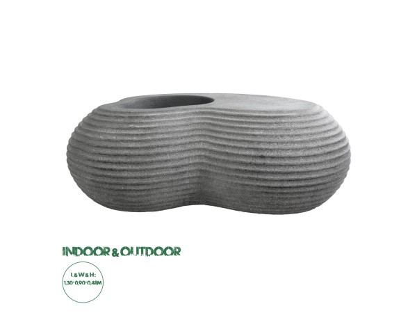 GloboStar® Artificial Garden FLORENCE 20751 Επιδαπέδιο Πολυεστερικό Τσιμεντένιο Κασπώ Γλάστρα - Flower Pot Γκρι Μ130 x Π90 x Υ48cm