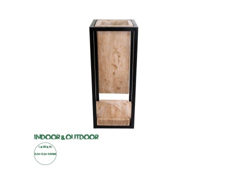 GloboStar® Artificial Garden CASSIANO 20753 Επιδαπέδιο Μεταλλικό Τσιμεντένιο Κασπώ Γλάστρα - Flower Pot Καφέ με Μαύρο Μ36 x Π36 x Υ90cm