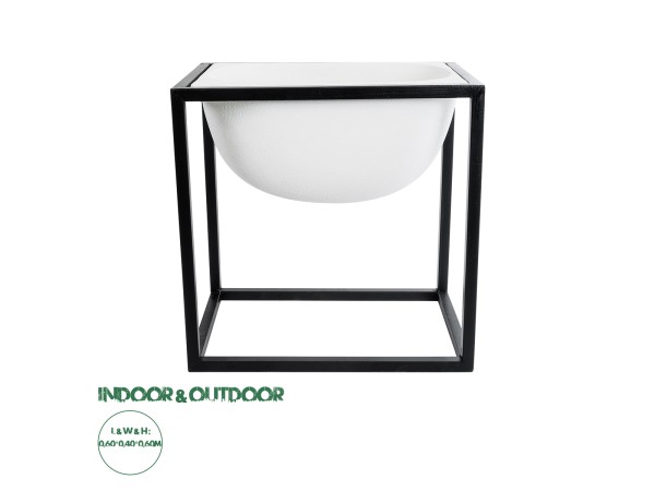 GloboStar® Artificial Garden FIORI 20754 Επιδαπέδιο Μεταλλικό Τσιμεντένιο Κασπώ Γλάστρα - Flower Pot Λευκό με Μαύρο Μ60 x Π40 x Υ60cm GloboStar® Artificial Garden FIORI 20754 Επιδαπέδιο Μεταλλικό Τσιμεντένιο Κασπώ Γλάστρα - Flower Pot Λευκό με Μαύρο Μ60 x Π40 x Υ60cm